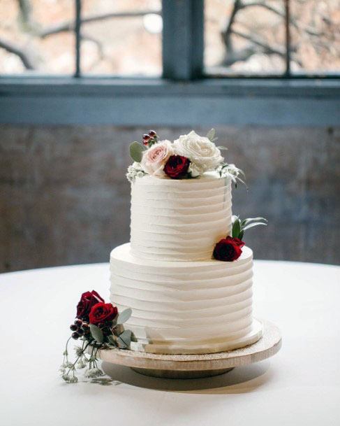 Burgundy Roses Cake Decor Wedding