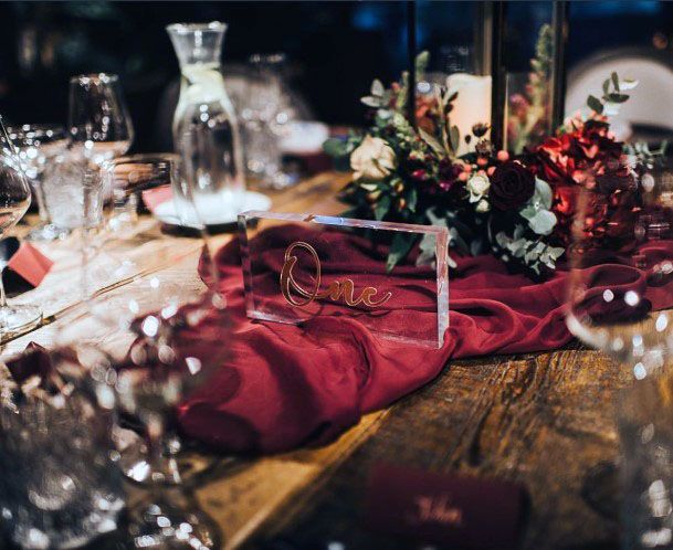 Burgundy Satin Table Cloth Wedding Decorations