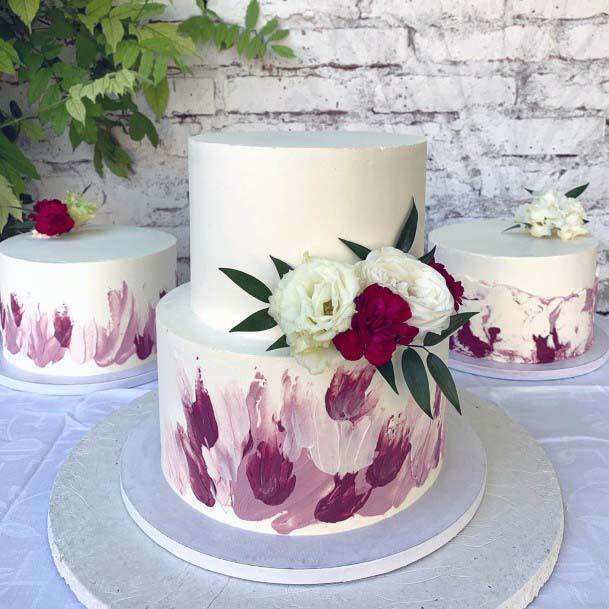 Burgundy Smeared Cake Wedding Decorations