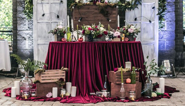 Burgundy Table Cloth Wedding Decorations