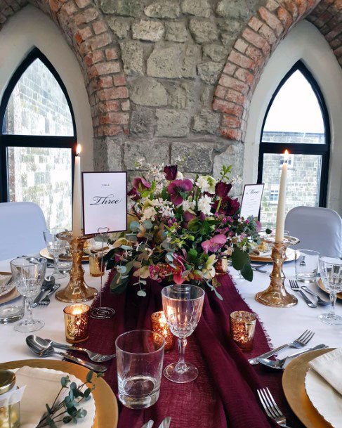 Burgundy Table Runner Wedding Decorations