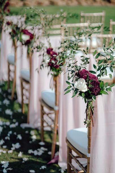 Burgundy With White Rose Wedding Decoration