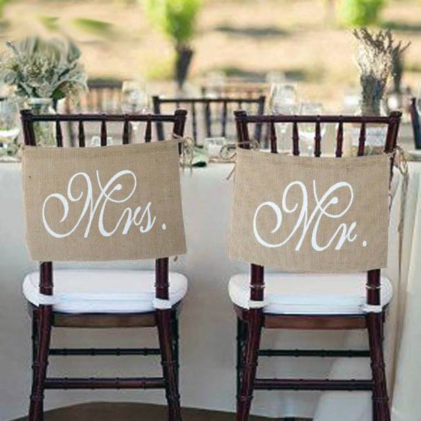 Burlap Board Sweet Heart Chair Wedding Decor