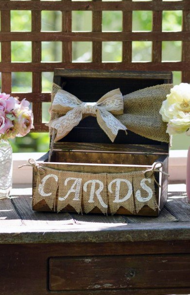 Burlap Bow On Card Box Wedding Decor