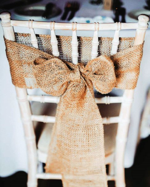 Burlap Bow Tie Decor Wedding Chairs