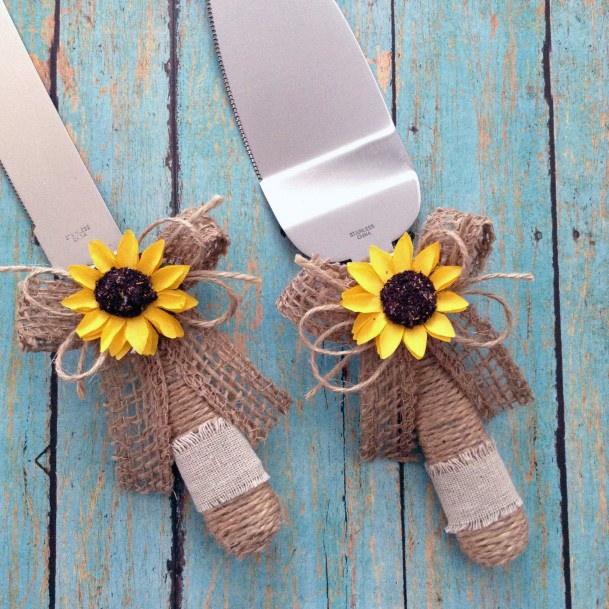 Burlap Decorated Knife Wedding Decor Sunflower