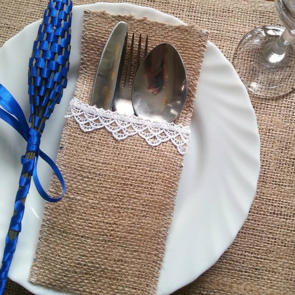 Burlap Fork And Spoon Cover Wedding Decor