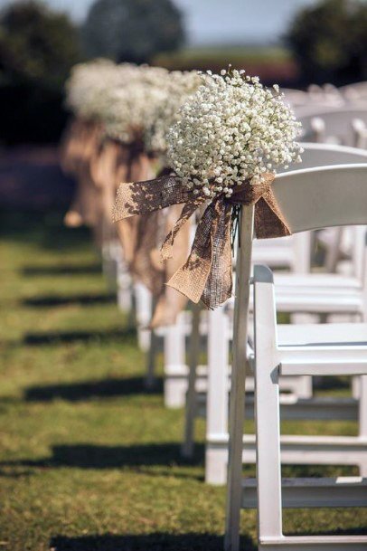 Burlap Wedding Decor Chair Floral Arrangement