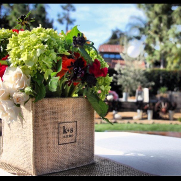 Burlap Wedding Flower Vase Decor