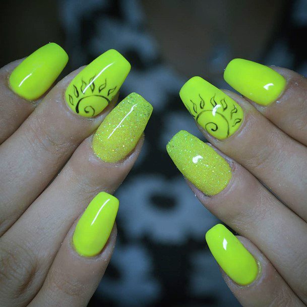 Top 60 Best Neon Yellow Nails for Women – Fluorescent Design Ideas