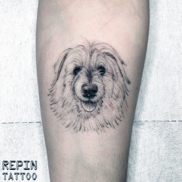 Bushy White Dog Tattoo For Women