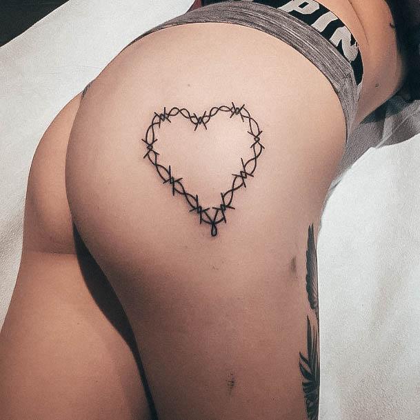 Butt Tattoo Design Inspiration For Women Heart Barbed Wire