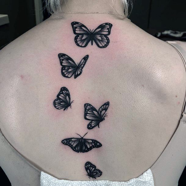 Butterflies Tattoo Spine Women