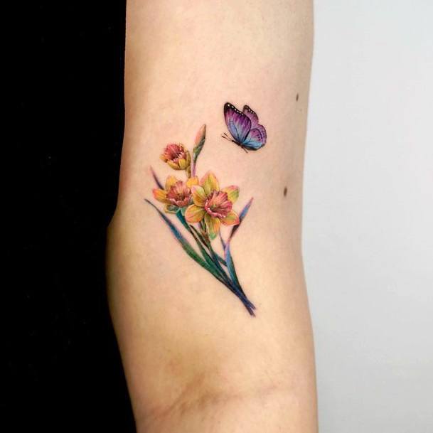 Butterfly Flower Female Tattoo Designs