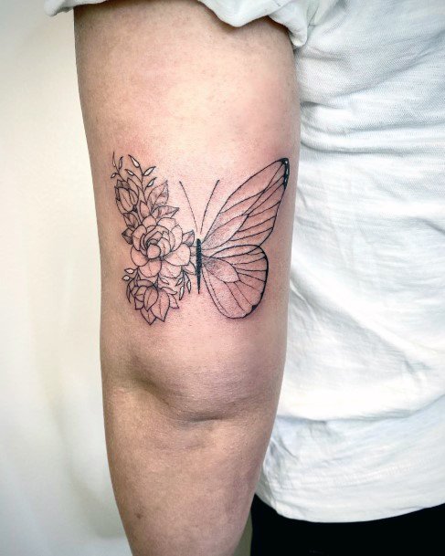 Butterfly Flower Tattoo Feminine Designs