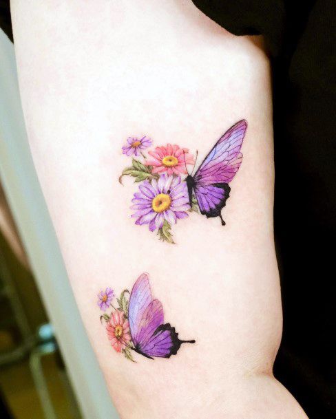 Butterfly Flower Tattoos For Girls