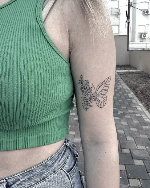 Butterfly Flower Womens Tattoo Designs