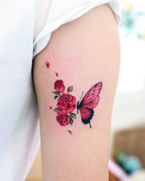 Butterfly Flower Womens Tattoo Ideas