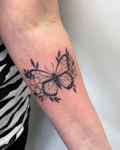 Butterfly Flower Womens Tattoos