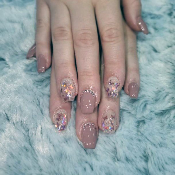 Butterfly Orchid On Nails Women