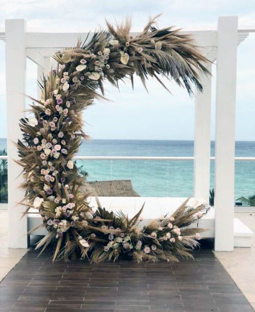 C Shaped Beach Wedding Flowers Decor