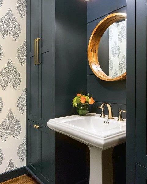 Cabinets Painted Blue Half Bathroom Cool Interior Ideas