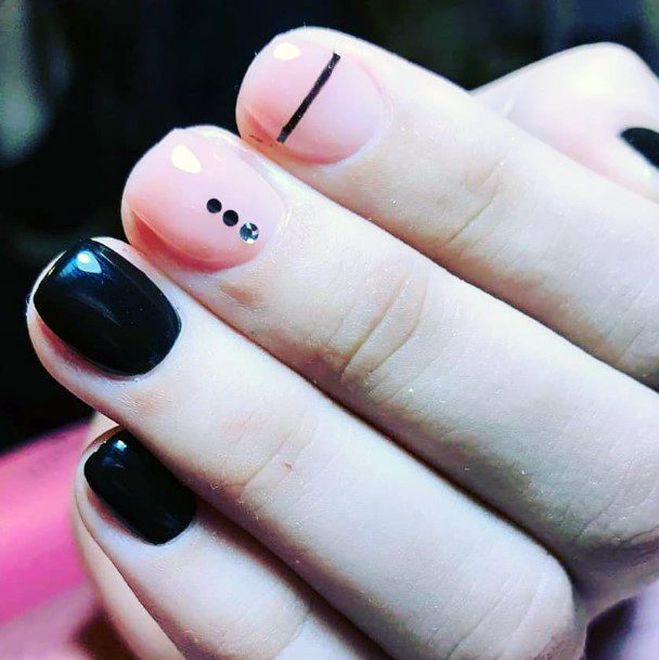 Calamine Pink And Black Nails Women