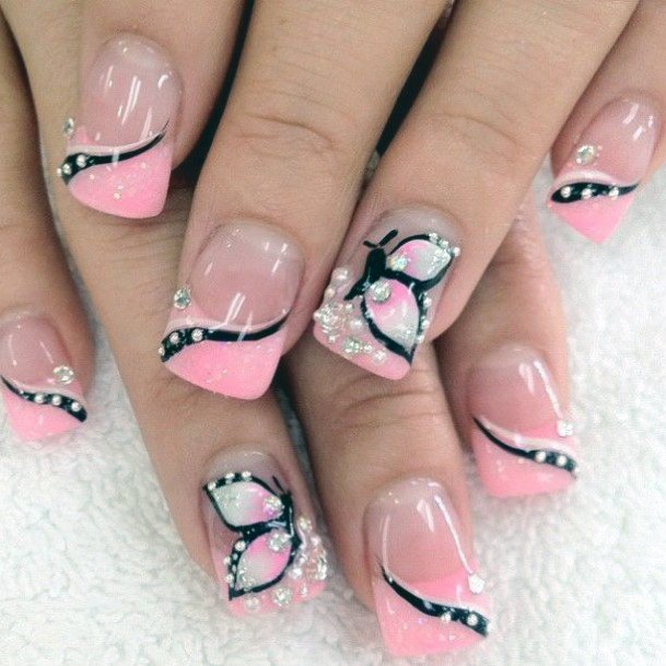 Calamine Shaded Butterfly Nails Women