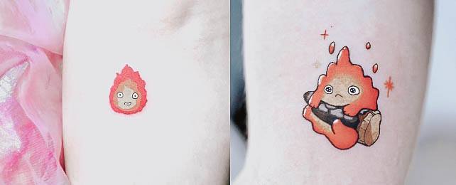 My new tattoo of Sophie and Calcifer from Howls Moving Castle  rghibli