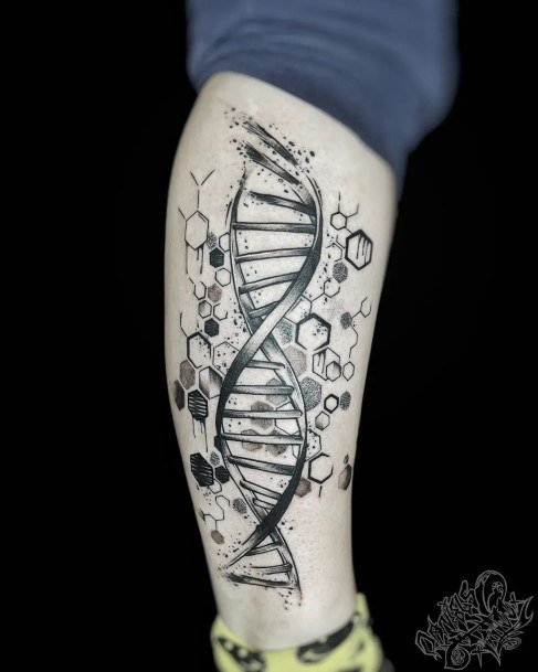 Calf Geometric Female Cool Dna Tattoo Design