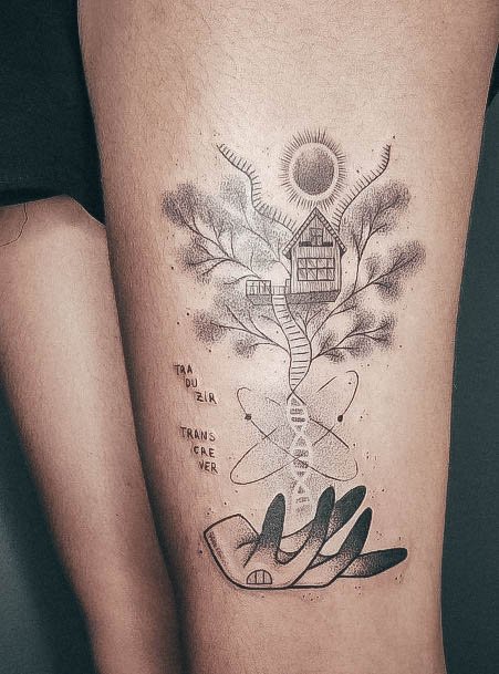 Calf Tree House Elaborate Styles For Womens Dna Tattoo