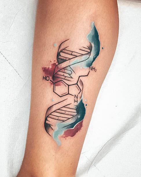 Calf Watercolor Elements Womens Dna Girly Tattoo Designs