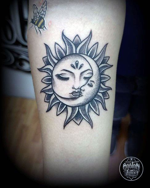 Calm Sun Tattoo For Women