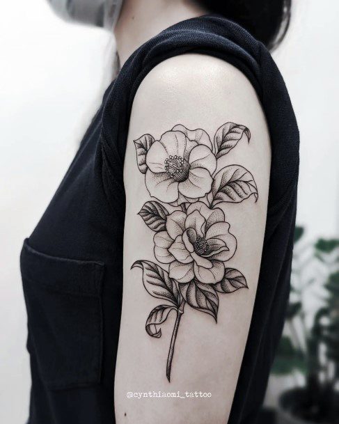 Camellia Tattoo Design Ideas For Girls