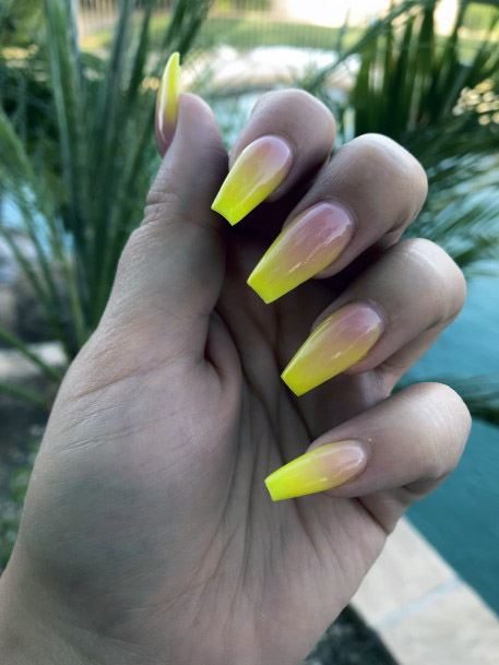 Canary Yellow Ombre Nails Women