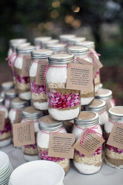 Candies And Cookies In Mason Jar Wedding Decorations