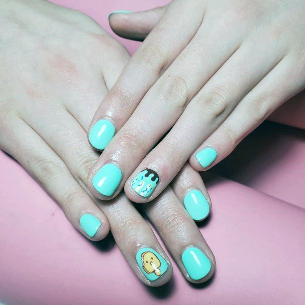 Candies And Treats Neon Blue Nail Art