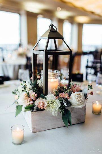 Candle Lantern And White Summer Wedding Flowers