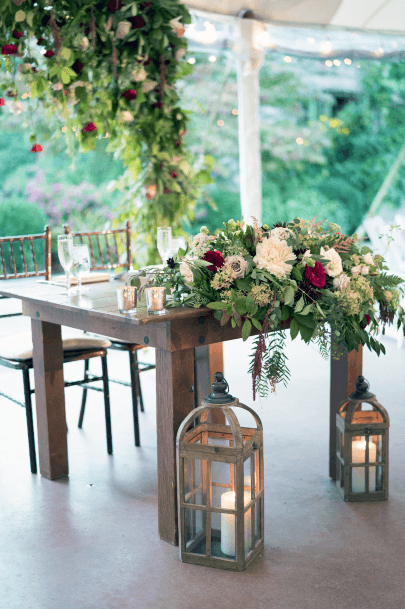 Candle Lanterns And November Wedding Flowers