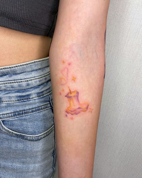 Candle Tattoo For Ladies