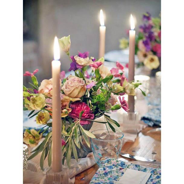Candles And Wedding Flower Centerpieces