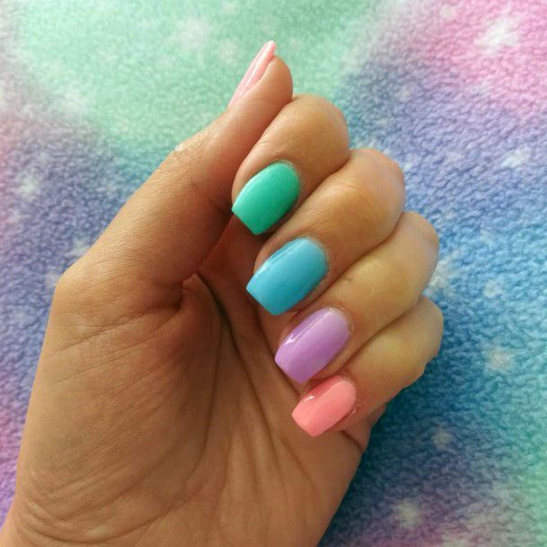 Candy Colored Square Nails Ideas For Women