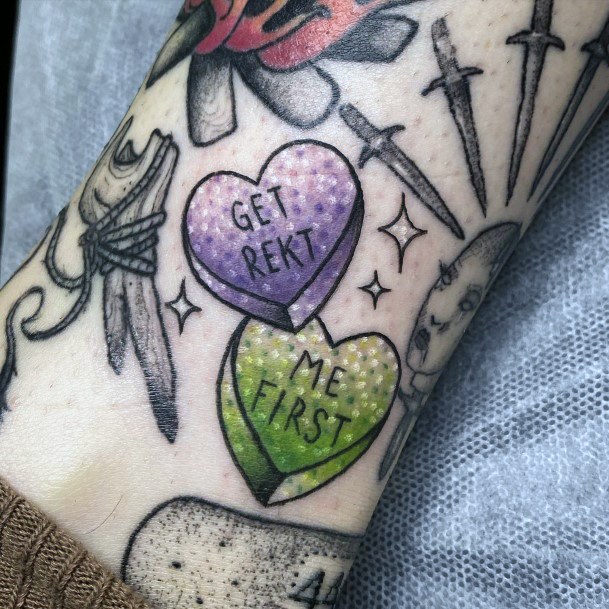 Candy Heart Tattoos Feminine Ideas