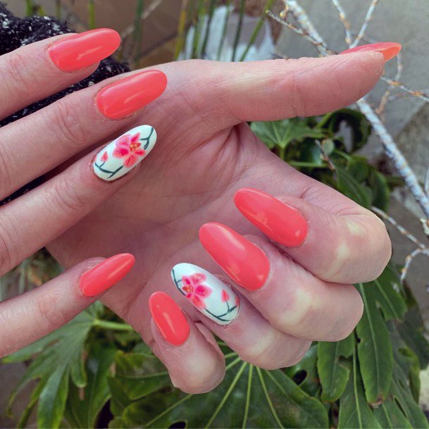 Candy Orange Orchid Nail Art