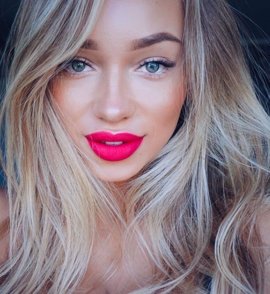 Candy Pink Red Lipstick Looks Women