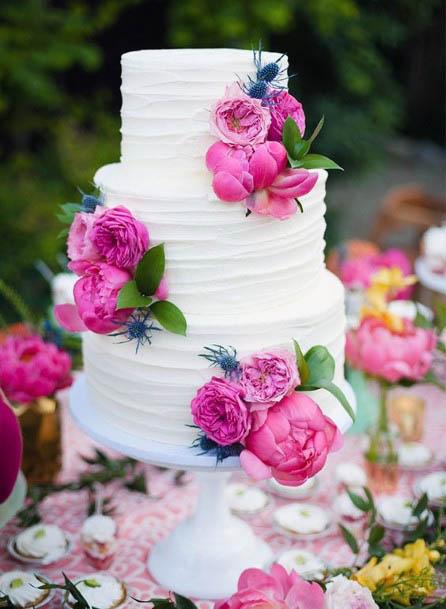 Candy Pink Wedding Flowers Cake