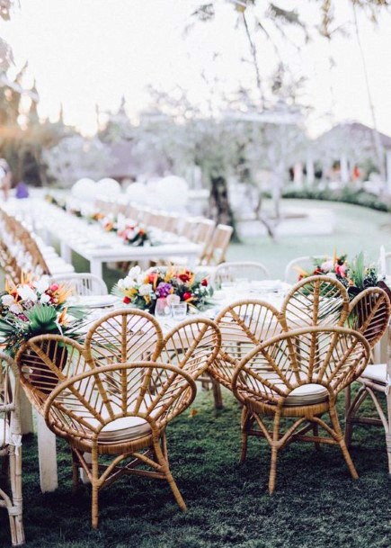 Cane Chair And Hawaiian Wedding Flowers