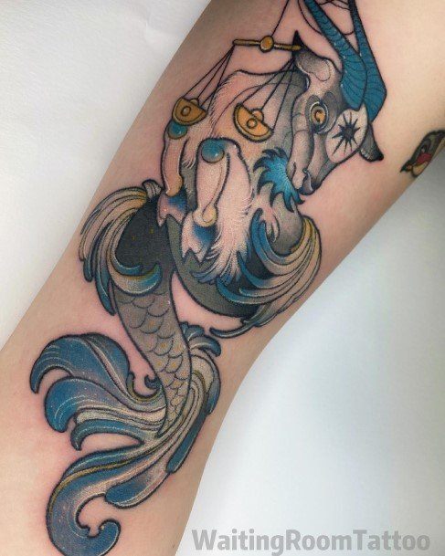 Capricorn Tattoo Design Inspiration For Women Leg