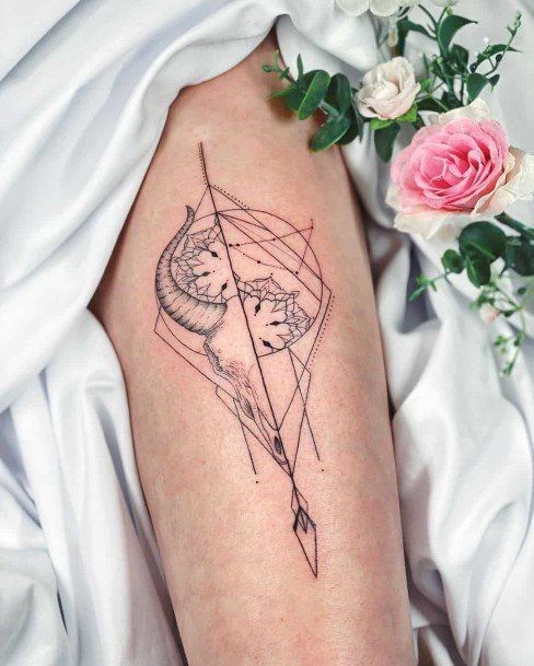 Capricorn Tattoo For Ladies Geometric