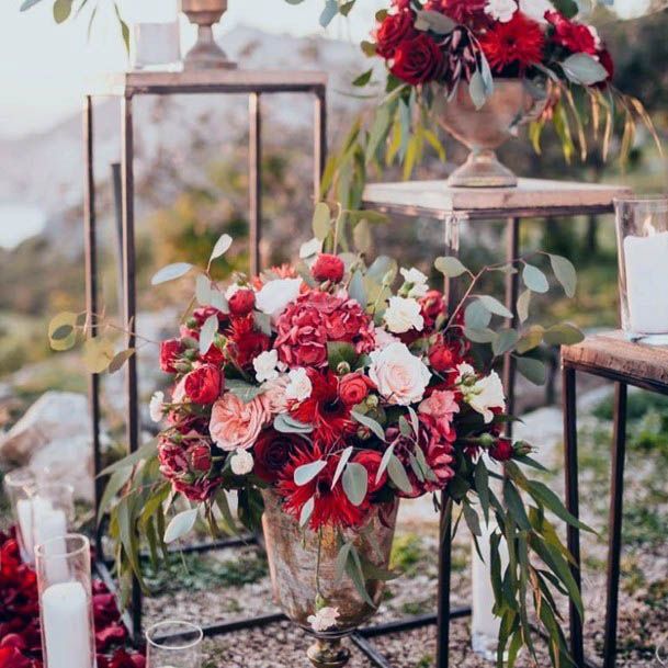 Captivating Red And White Wedding Flowers